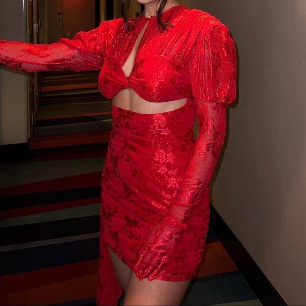 Elegant Red Cut-Out Dress